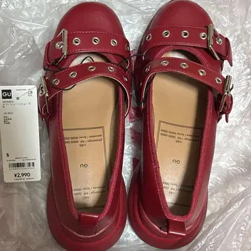 GU x rokh 메리 제인 슈즈 RED S 사이즈