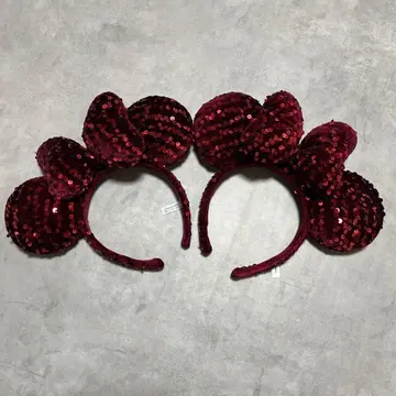 디즈니 미니 머리띠 스팽글 벨로아 빨간색