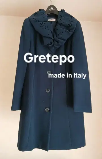 Gretepo 네이비 옷깃 프릴 코트 MADE IN ITALY