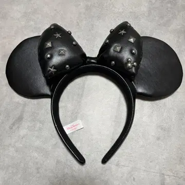 스터드 장식 블랙 미니 마우스 귀 머리띠