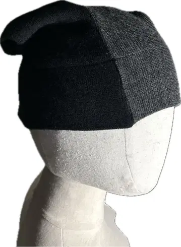 00s 바이컬러 니트 모자 archive 블랙