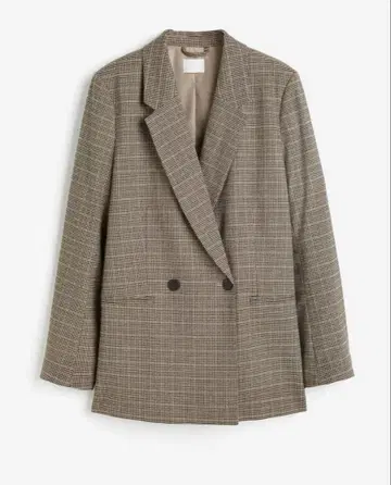 H&M 체크 무늬 더블 브레스트 자켓