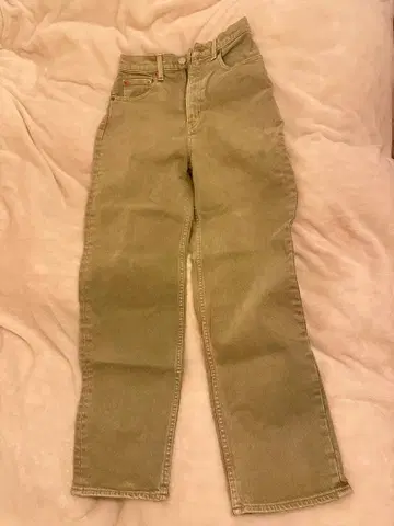 MOUSSY 올리브 그린 스트레이트 데님