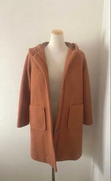 [ 새상품급 ] 코트 모 30% 오렌지 브라운 롱 코트