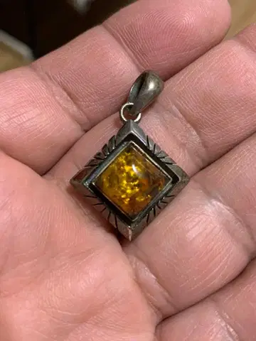 실버 925 앰버 펜던트