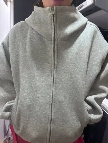 그레이 풀 집업 후드 부착 후드티