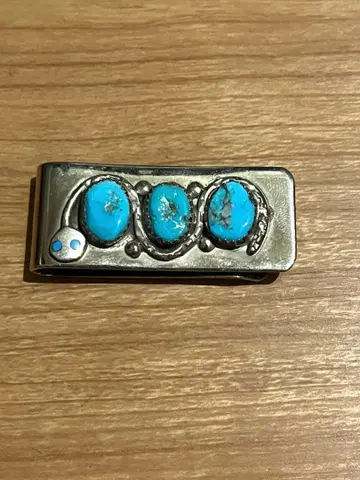 ZUNI족 에피 칼라바사 터콰이즈 스네이크 머니클립 실버