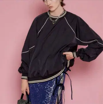 maison special 컬러 파이핑 나일론 상의