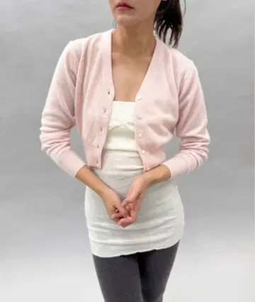 정가 38,500원 에디트폴르 캐시미어 V넥 가디건 핑크