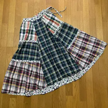 시착만 한 상품 케이타 마루야마 인도면 패치워크 롱 플레어 스커트