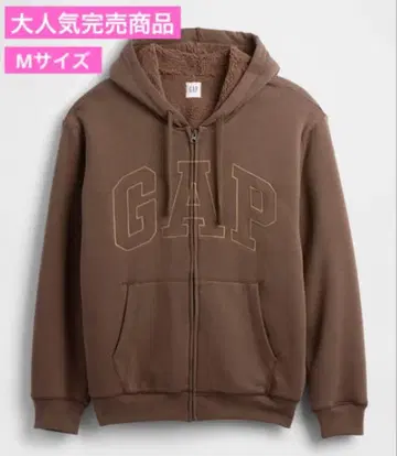 GAP 로고 보아 안감 집업 후드티 풀 집업 후드티 브라운 M 브라운