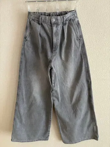 GOOD 데님 턱 와이드 팬츠 라이트 그레이 Lsize