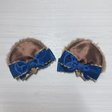 Angelic Pretty 곰 귀 클립 블루 파랑 리본 곰