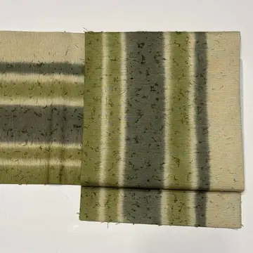 나고야 오비 열림 히게츠무기 순수 실크 중고 그린 작가 so152