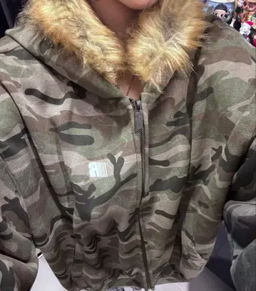 카모플라쥬 퍼 집업 후드티