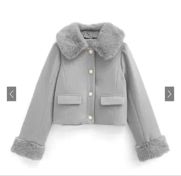 택 포함 비쥬 버튼 퍼 숏 기장 코트[kz579]