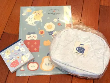 새상품급 치이카와 북유럽 스타일 클리어 파일 메모장 파우치 3종 세트