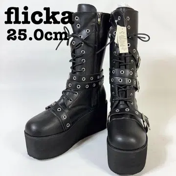 [ 재고 처분품 ] flicka 레이스업 부츠 25.0cm 벨트 롱