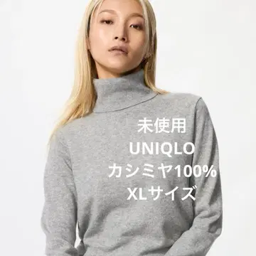 미사용 유니클로 캐시미어 터틀넥 스웨터 그레이 XL
