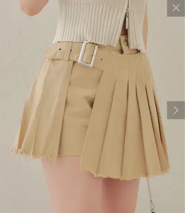 Chico 베이지 랩 플리츠 미니 치마바지