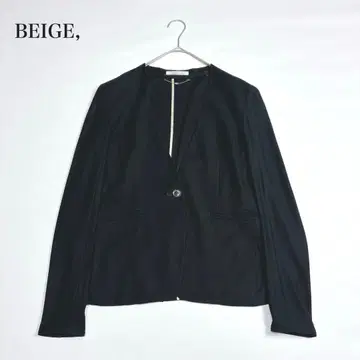 새상품급 베이지 노카라 자켓 파이핑 근년 경량 워셔블 S