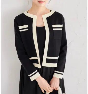 tocco 바이컬러 니트 가디건 x 도킹 니트 원피스 셋업