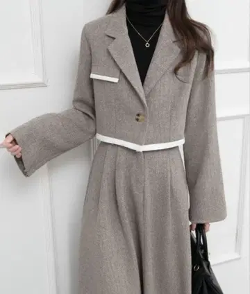 트위드 숏 기장 헤링본 무늬 자켓 하이웨스트 플레어 스커트 셋업