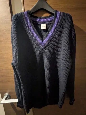 Spick&span V넥 니트 스웨터 네이비