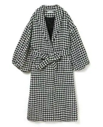 Melt the lady 멜트더레이디 롱 코트 하운드투스 체크 패턴 체크