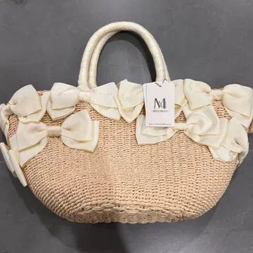 MISCHMASCH 리본 포함 베이지 바스켓백