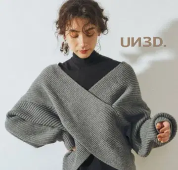 UN3D. 앤슬리드 울 크로스 니트 그레이 프리 사이즈