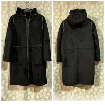 ZARA 후드 부착 무스탕 코트 리버서블