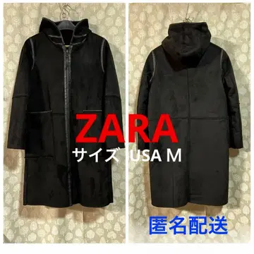 ZARA 후드 부착 무스탕풍 코트 리버서블 웨이드 처리