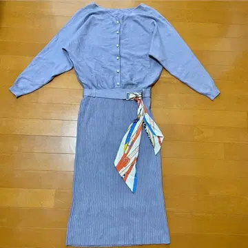 마이 스트라다 스카프 벨트 포함 돌먼 니트 원피스 Mystrada