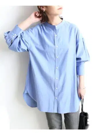 SLOBE IENA 볼륨 슬리브 밴드 카라 블라우스