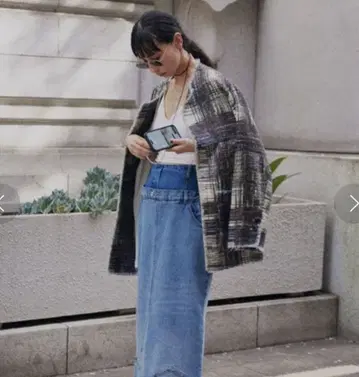 아메리빈티지 레이디라이크 프린트 트위드 자켓 // 블랙 / S