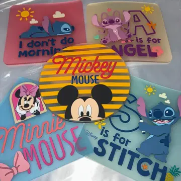 디즈니 캐릭터 클리어 러버 코스터 5종 세트