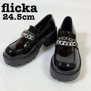 [ 재고 처분품 ] flicka 통굽 로퍼 24.5cm 체인 청키