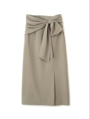 PROPORTION 랩 스타일 리본 타이트 스커트 카키