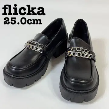 [ 재고 처분 ] flicka 통굽 로퍼 25.0cm 체인 청키