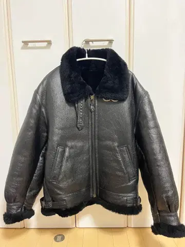 플라이트 자켓 B-3 아메리칸 밀리터리 의류 블랙 천연 가죽 보머 자켓