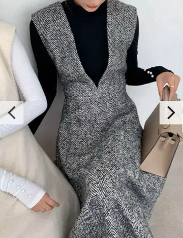 Birthday Bash 헤링본 원피스 트위드 울 점프 스커트