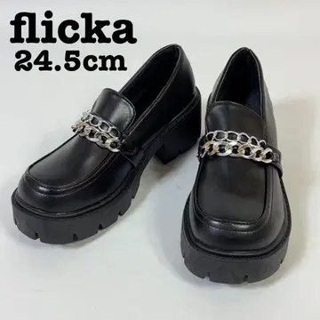 [재고 처분품] flicka 통굽 로퍼 24.5cm 체인 청키