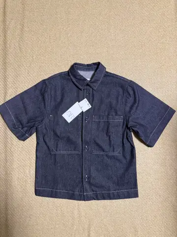 [ 미사용 새상품 ] ZARA 다크 데님 숏 슬리브 셔츠 S