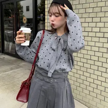 nugu 도트 리본 가디건