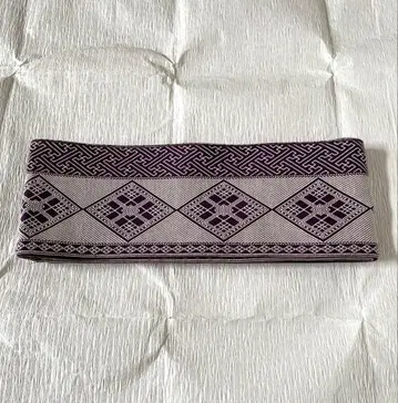 약간 하자 있음 반폭 오비 사야 마름모꼴 보라색 코긴 자수풍