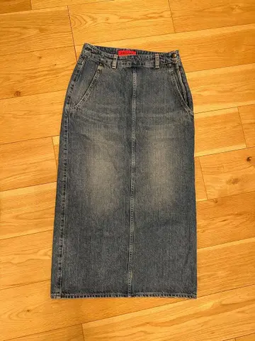 레드카드 데님 롱 스커트