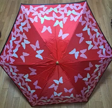 하나에모리 빈티지 빨간색 나비 패턴 접이식 우산