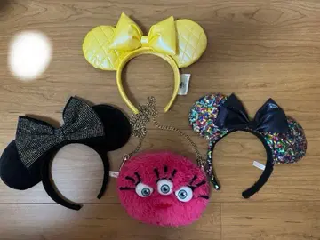 디즈니 머리띠 스팽글 옐로우 컬러 블랙 패스 케이스