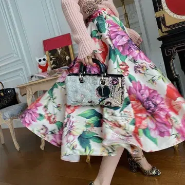 빈티지 플로럴 플라워 플레어 스커트 한국